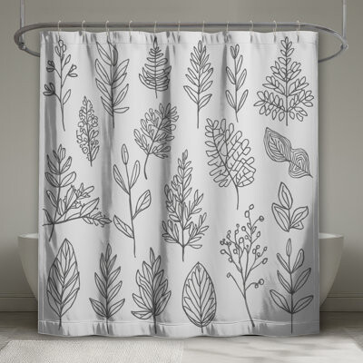East Urban Home Line Drawing Foliage Shower Curtains Extra Long