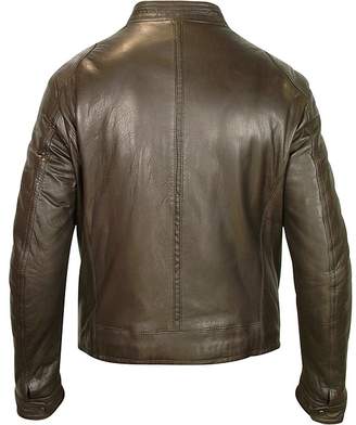 Forzieri Men's Dark Brown Genuine Leather Motorcycle Jacket