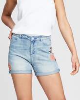 Thumbnail for your product : Maison Scotch Destroyed Flower Embroidery Boyfriend Fit Shorts