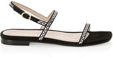 Thumbnail for your product : Stuart Weitzman Samarra Flat Embellished Suede Sandals