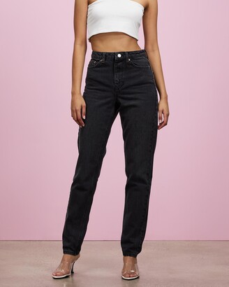 Topshop Women's Black Slim - Mom Jeans