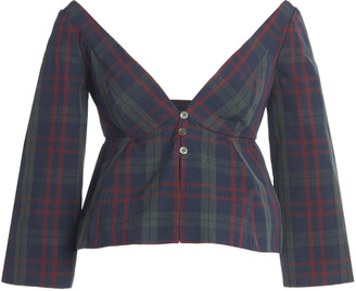 womens plaid peplum top