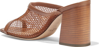 新品　Jimmy Choo Joud 85mm mules　38 Jimmy Choo Joud 85 leather-trimmed mesh mules - ShopStyle