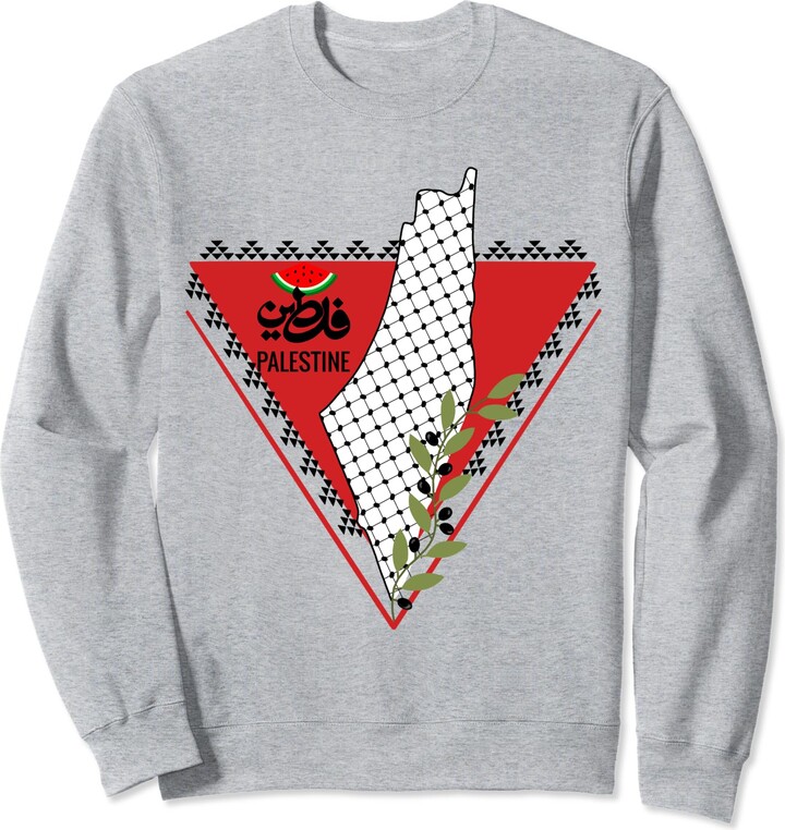 Free Palestine Sweatshirt Vintage - Unisex Pullover Mit Floralem Flaggen-Design