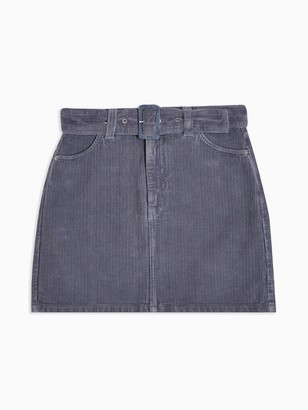 Topshop Self Belt Cord Mini Skirt - Blue