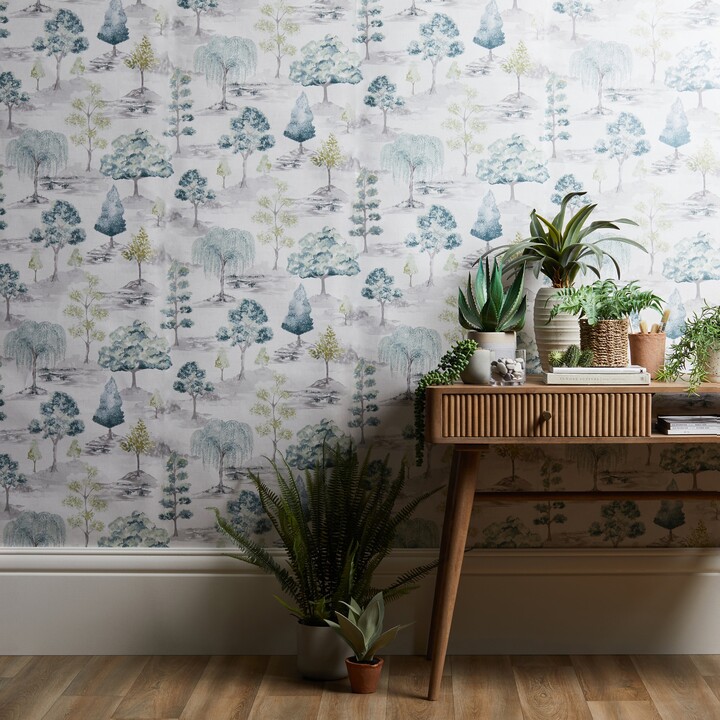 Dunelm Tree Green Wallpaper Green/White ShopStyle Decor