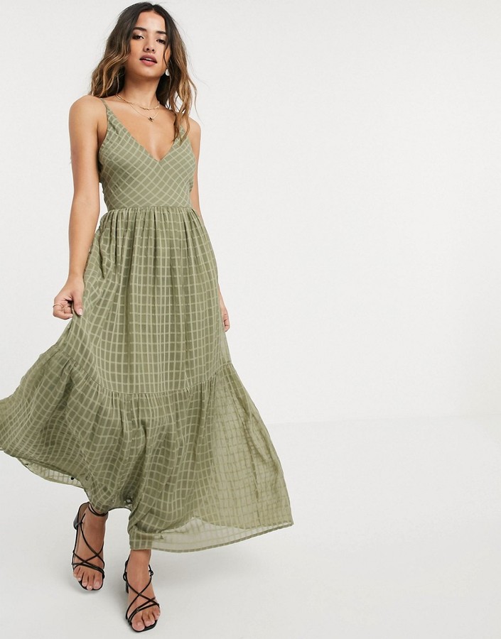 asos design ruffle maxi dress with open back in all over sequin