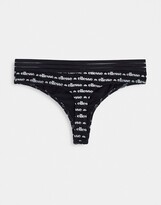 Thumbnail for your product : Ellesse 2 pack logo print thongs in black and pink