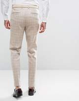 Thumbnail for your product : ASOS Design Wedding Tapered Suit Trouser In Oatmeal Wool Mix Grid Check
