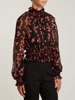 Thumbnail for your product : Giambattista Valli Petal-print Ruffled Silk-georgette Blouse - Womens - Black Multi