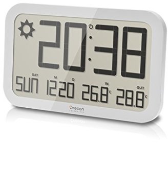 Oregon Scientific JW108 Jumbo Weather Radio-Controlled Wall Clock with Indoor / Outdoor Temperature (White)