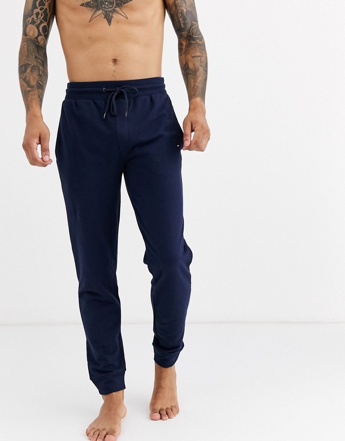 Tommy Hilfiger lounge tapered sweatpants with flag logo in navy - ShopStyle