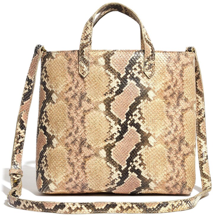 Madewell The ZipTop Transport Crossbody Snake Embossed Leather