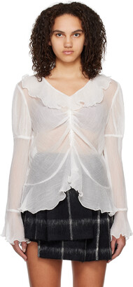Anna Sui White Crinkled Blouse