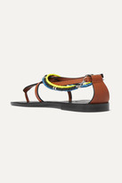 Thumbnail for your product : Loewe Paula's Ibiza Embellished Leather Sandals - Tan