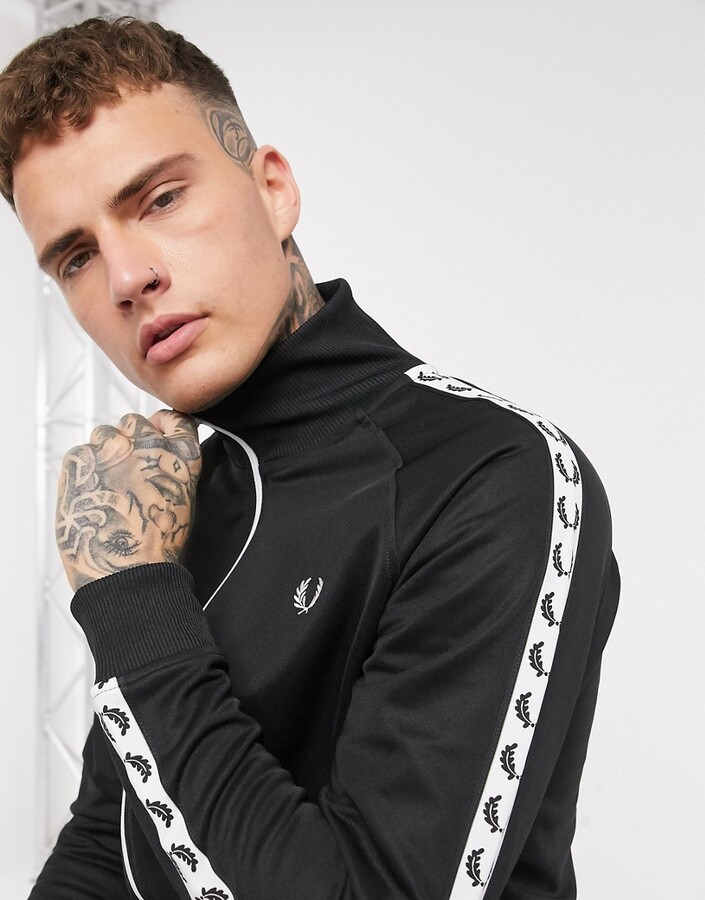 Fred Perry side taped track jacket in black - ShopStyle
