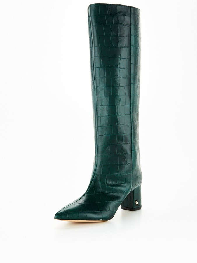 dark green knee high boots