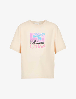 Chloé Graphic-print scoop-neck organic cotton-jersey T-shirt