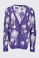 Thumbnail for your product : boohoo Big & Tall All Over Palm Print Knitted Cardigan