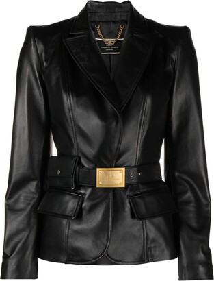 Elisabetta Franchi GOLD ブラックレザージャケット Elisabetta Franchi GOLD ブラックレザージャケット Elisabetta