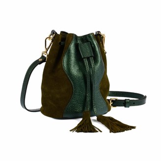 Hiva Atelier Mini Rivus Leather Bag Metallic Green & Khaki Suede