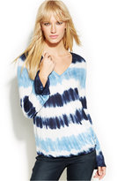 Thumbnail for your product : INC International Concepts Tie-Dye Surplice-Neck Top