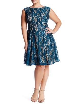 Taylor Pleated Lace Fit & Flare Dress (Plus Size)