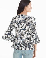 Thumbnail for your product : White House Black Market Floral Bell Sleeve Poplin Blouse