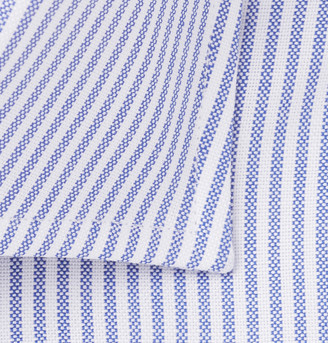 Drakes Blue Striped Cotton Shirt
