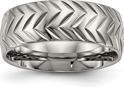 ChiselTitaniumPolishedDiamondCut8mmBandRing