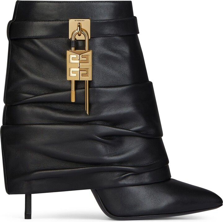 Givenchy Leather Scrunched Shark Lock Heeled Ankle Boots 100