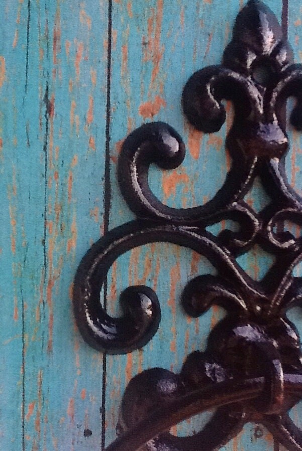 Ebony Black Towel Holder -Cast Iron -Batrhroom Fixture -Jet Black-Old World - Holder - Shabby Chic-Distressed-Bathroom