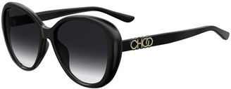 Jimmy Choo Amirags Round Mirrored Sunglasses w/ Glitter Logo