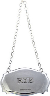 Corbell Silver Company Decanter Label Chippendale Design Rye