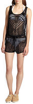 Thumbnail for your product : Tiffany Saidnia Collection Printed Sheer Short Jumpsuit Coverup