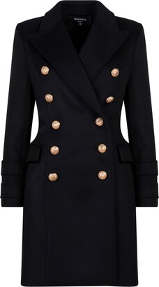 black gold button coat
