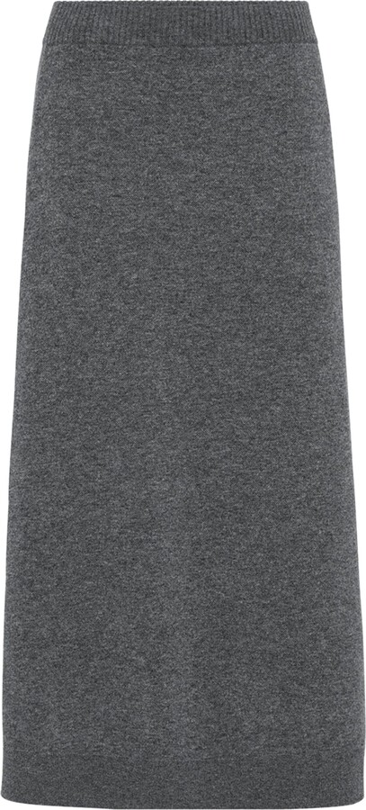 Brunello Cucinelli Cashmere Double-Knit Midi Skirt
