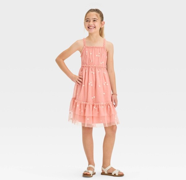 Girls' Short Sleeve Gauze Dress - Cat & Jack™ Pink M : Target