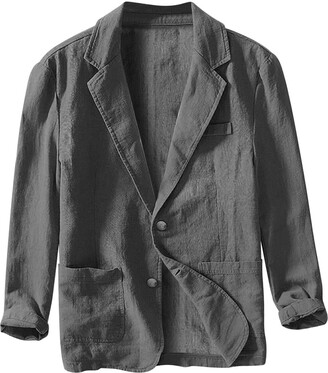 Generisch Business Casual Cotton Linen Suit Jacket Men Loose Fit Fashion  Solid Color Single Layer Suit Top Neon Jackets Men - ShopStyle