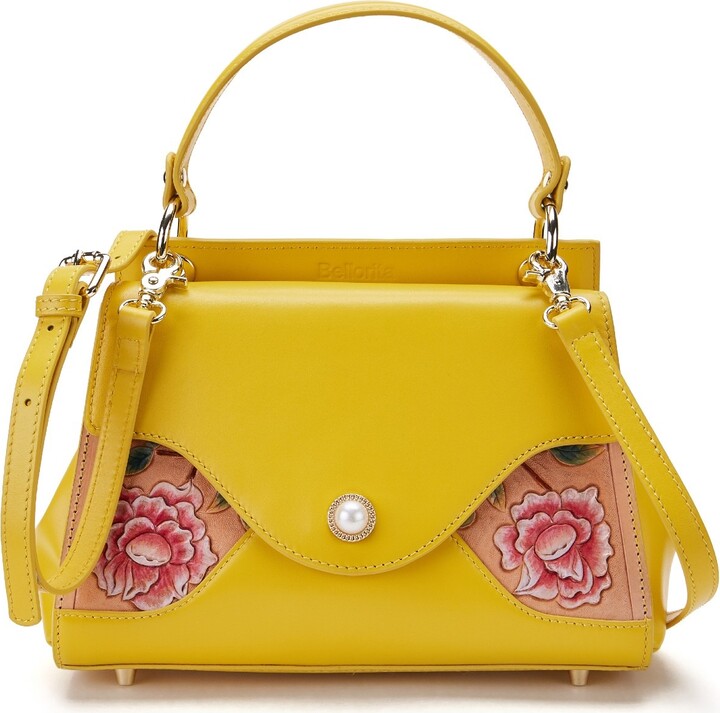 Bellorita Rose Top Handle Leather Bag Yellow ShopStyle