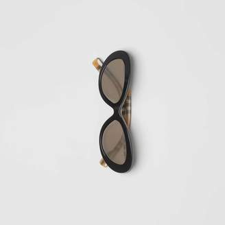 Burberry Vintage Check Detail Cat-eye Frame Sunglasses