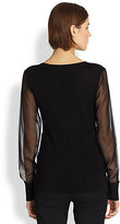 Thumbnail for your product : Reed Krakoff Silk Chiffon-Sleeve Sweater