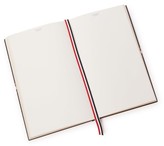 Thumbnail for your product : Thom Browne Stripe-print Pebbled-leather Notebook - Black