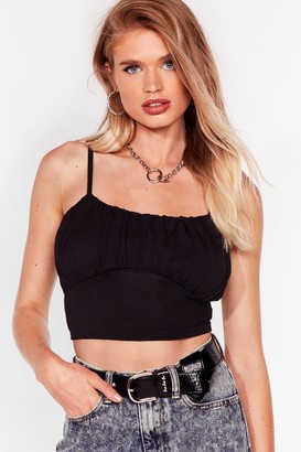 Nasty Gal Womens Ruched Square Neck Crop Top - Black - 16