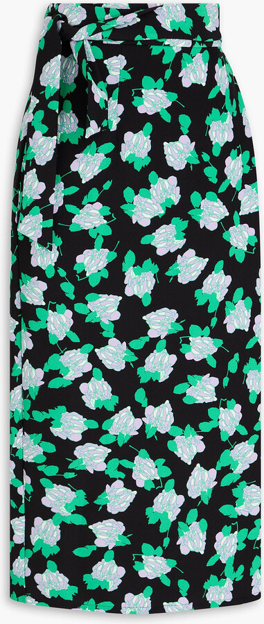 Diane von Furstenberg Elma floral-print cady midi wrap skirt