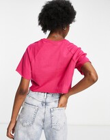 Thumbnail for your product : Topshop raglan sleeve crop t-shirt in pink