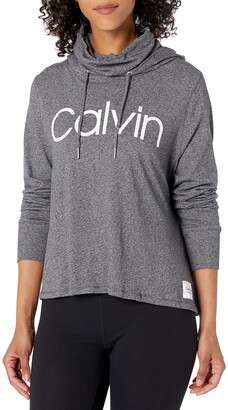 Calvin Klein Performance Women's Calvin Logo Long Sleeve Hoodie Tee with  Face Coverage Funnel Neck - ShopStyle Activewear Tops