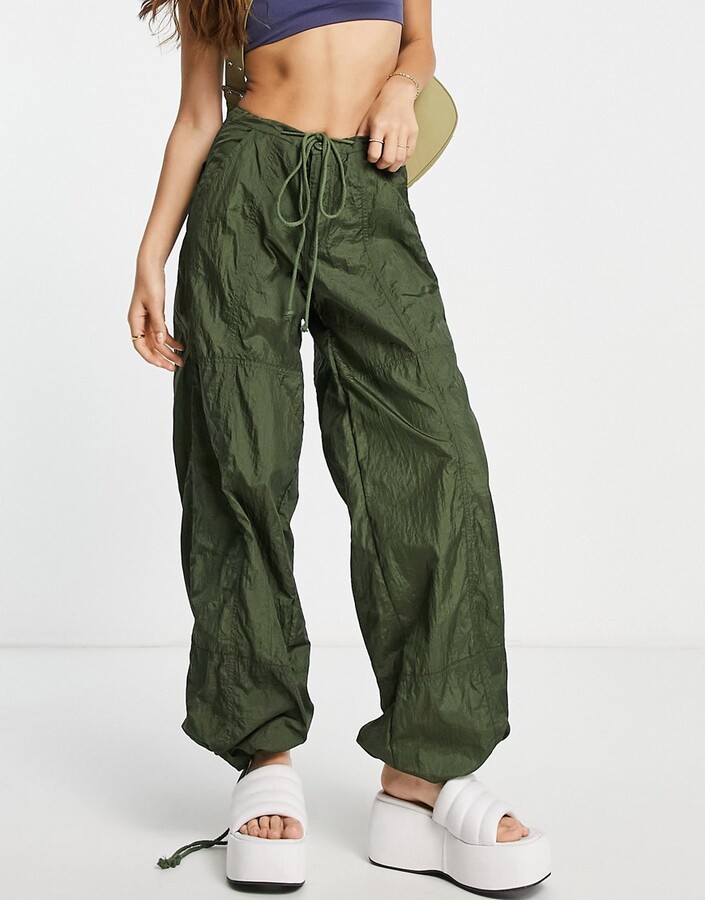 Motel baggy parachute pants in khaki ShopStyle