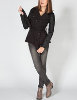 Thumbnail for your product : Full Tilt Womens Faux Leather Sleeve Trench Coat