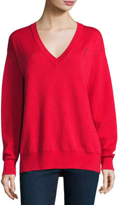 GREY Jason Wu Merino V-Neck Pullover Sweatshirt, Red